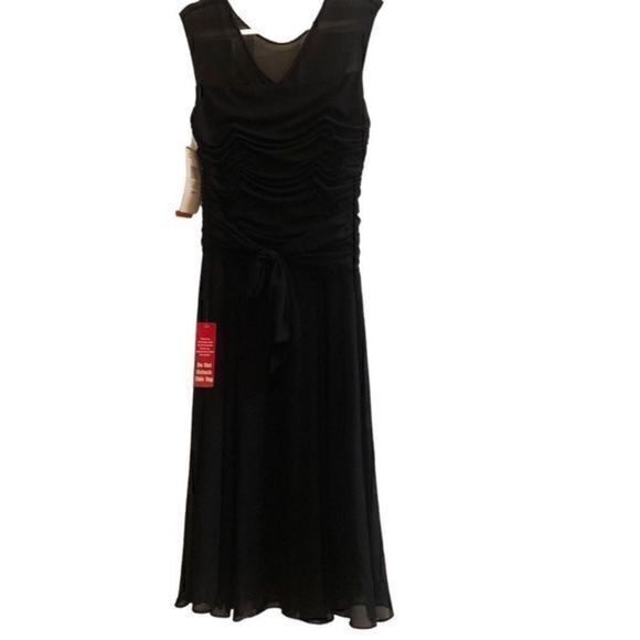 Ultra Dress Collection Dresses & Skirts - NEW! Black Sheer Neckline Sleeveless‎ Midi Dress Size 8